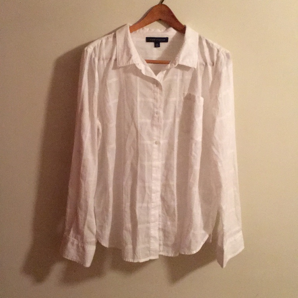 Tommy Hilfiger White Cotton Button Up